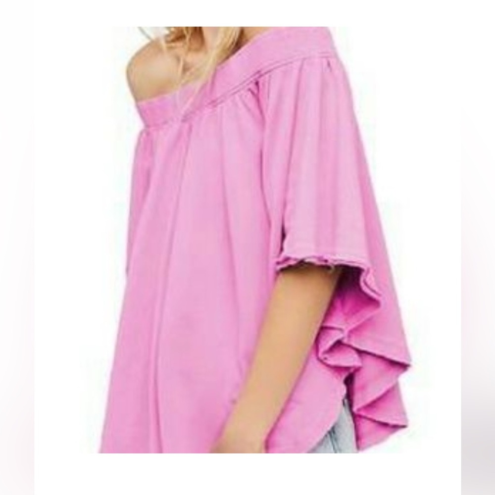 Free People pink Kiss Me Tube Top Tee Off Shoulder S